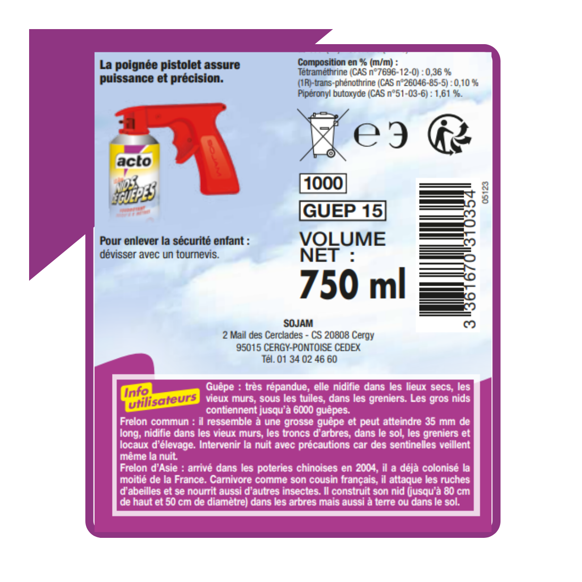 Lot de 2 Aérosol ACTO Spécial NIDS DE GUEPES - Efficacité Professionnelle - Volume spécial Frelons Asiatiques - Image 4