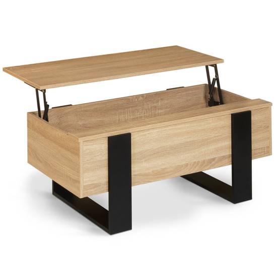 Table basse plateau relevable rectangulaire PHOENIX bois et noir - Image 2
