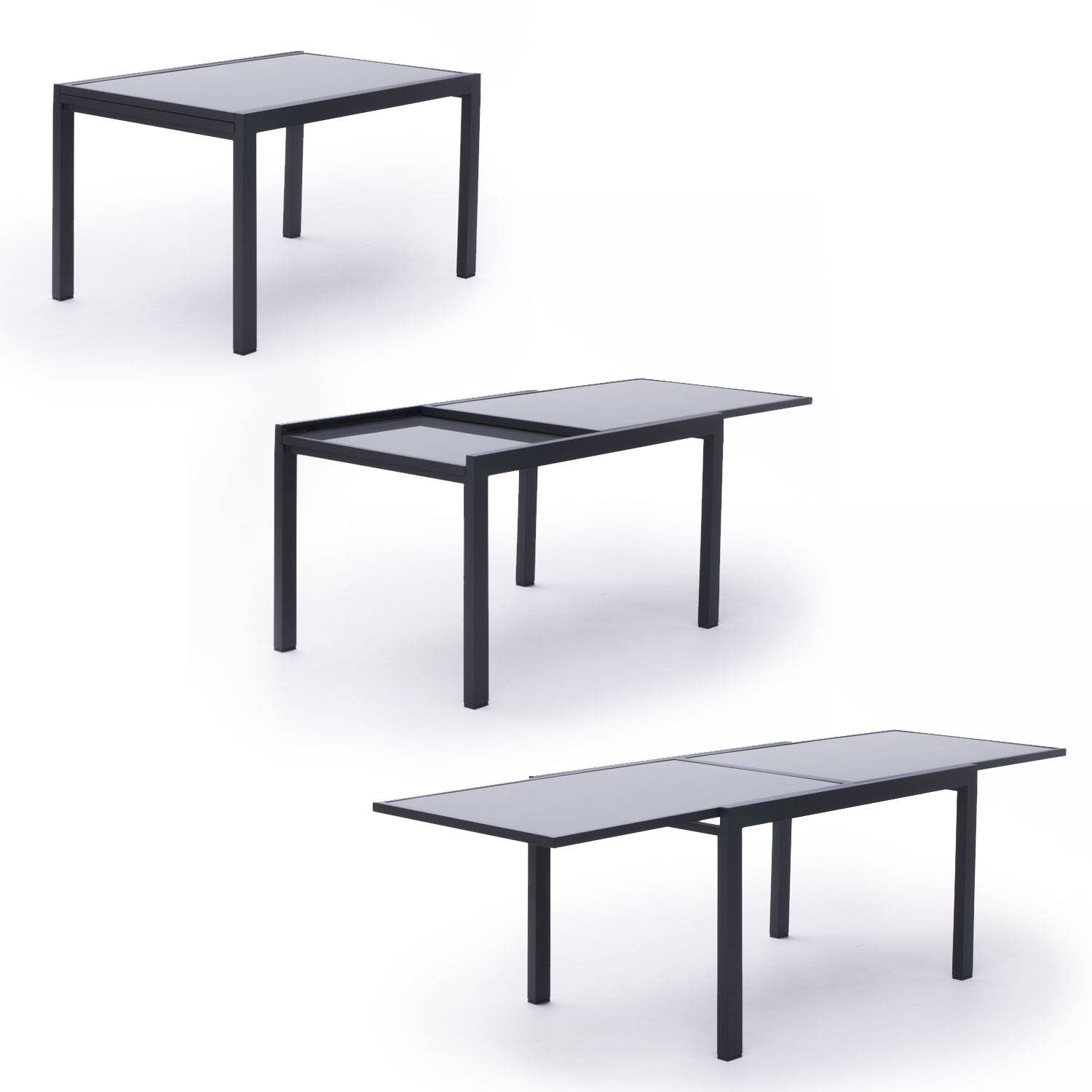 Salon de jardin LAMPEDUSA extensible en textilène gris 10 places - aluminium anthracite - HAPPY GARDEN - Imagen 3
