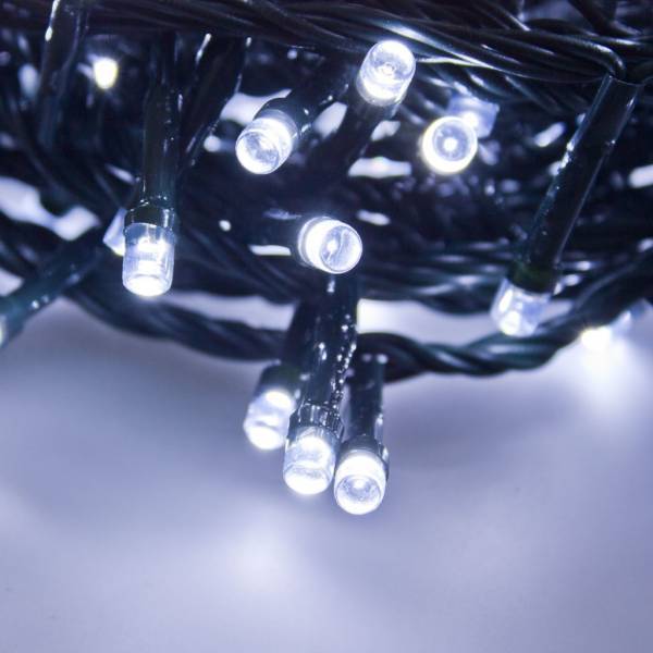 Lotti - Guirlande 8 effets blanc froid 12.5M 300 LED câble vert foncé timer IP44 extérieur Lotti - Imagen 6