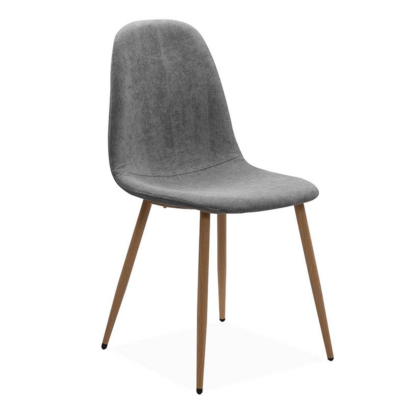 Chaise velours gris pieds métal Anya - Image 1