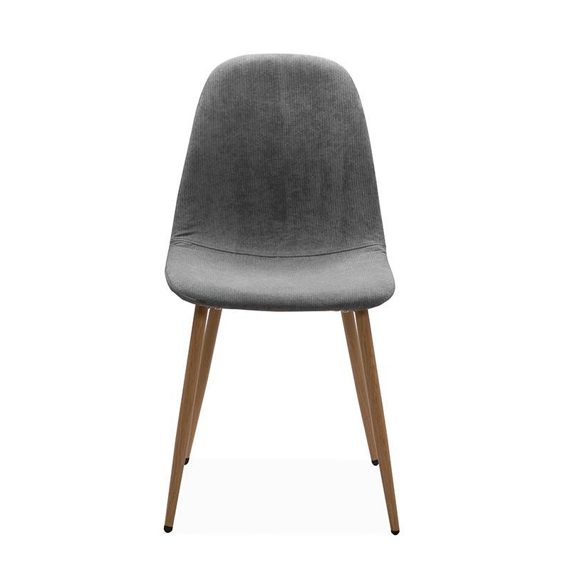 Chaise velours gris pieds métal Anya - Image 3