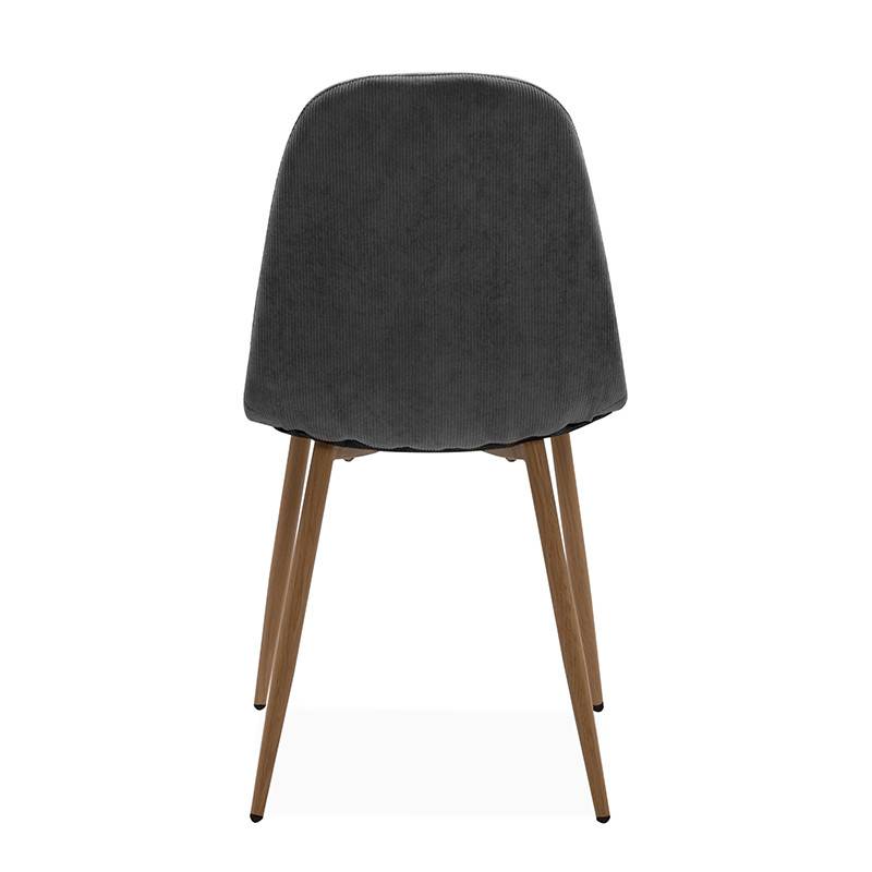 Chaise velours gris pieds métal Anya - Image 4