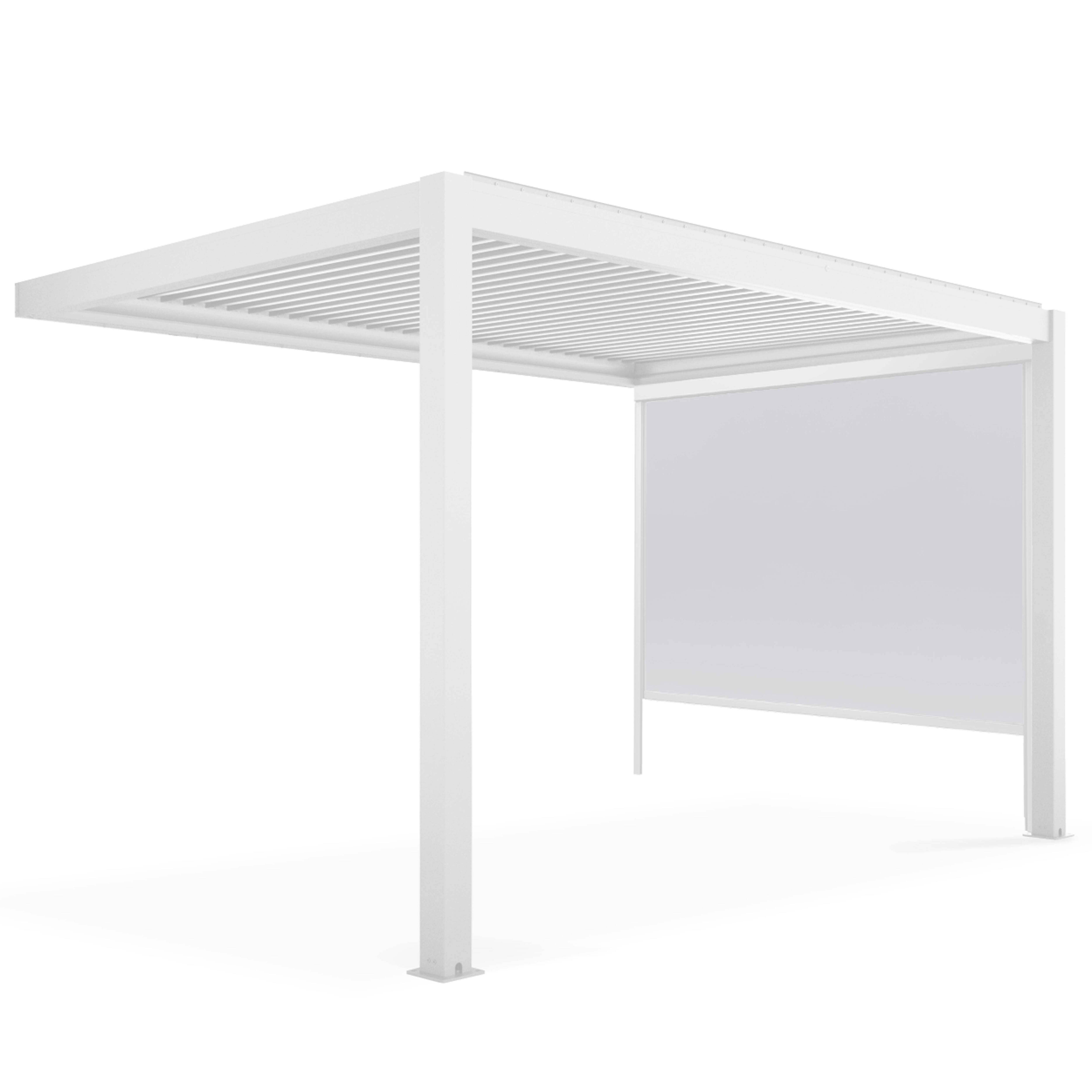 Oviala - Pergola bioclimatique adossée blanche 3x4m et 1 Store 2,66 x 2,34 m - Oviala - Imagen 2