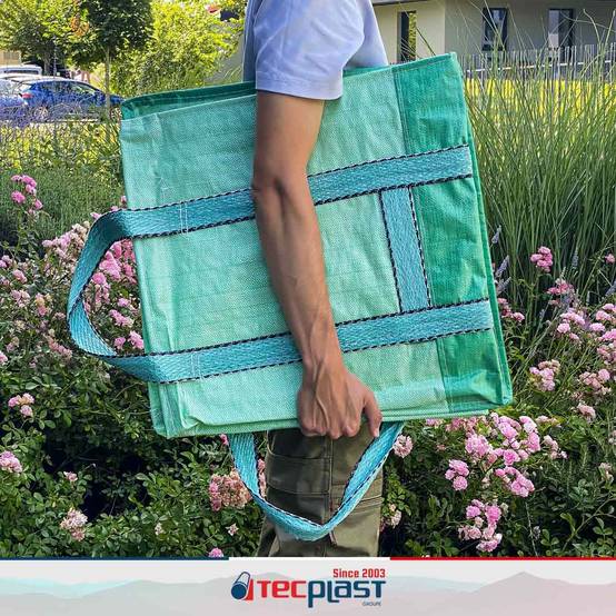 Sac à déchets renforcé 148L - SC175MU - Carré - Vert - Qualité PRO - Sac pliable et réutilisable pour transport et tri TECPLAST - Image 6
