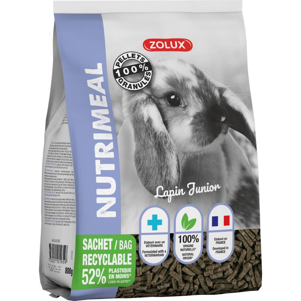 Zolux - zolux - Granulés lapin nain junior nutrimeal - 800g. - Imagen 1