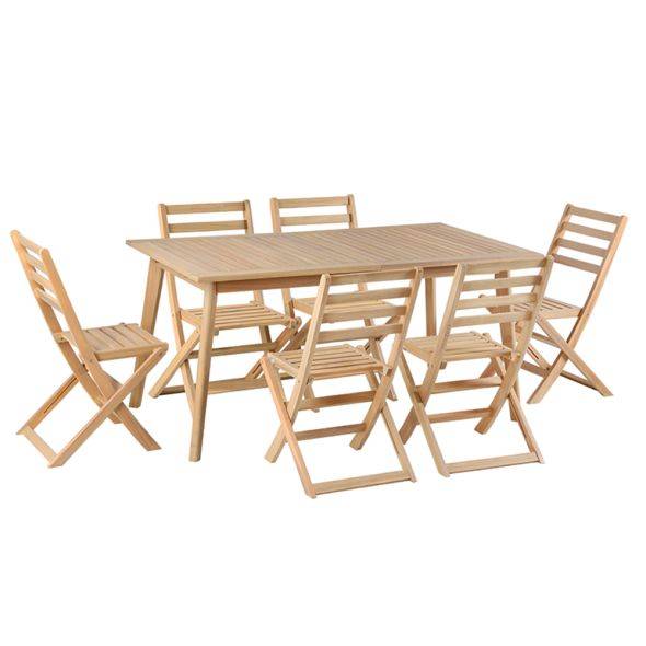 Beau Rivage - Ensemble table et 6 chaises MOLA extensible 160/220cm en bois d'acacia Beau Rivage - Imagen 1