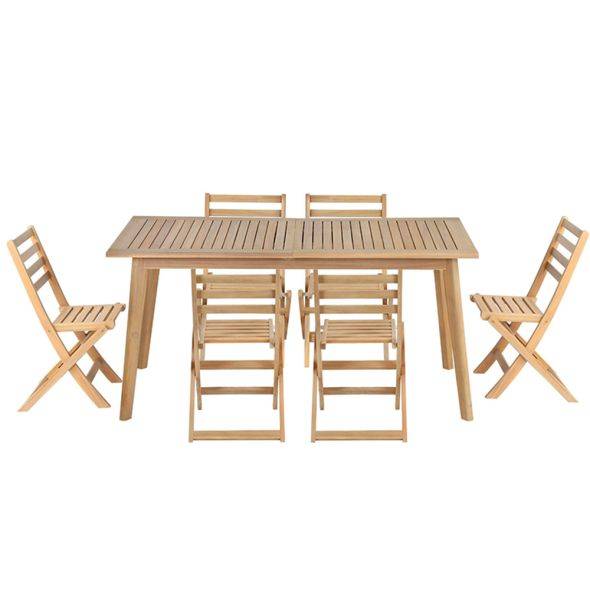 Beau Rivage - Ensemble table et 6 chaises MOLA extensible 160/220cm en bois d'acacia Beau Rivage - Imagen 5