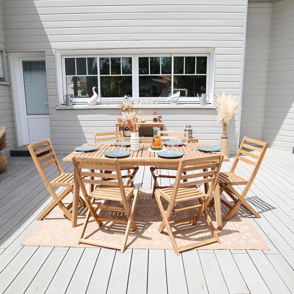 Beau Rivage - Ensemble table et 6 chaises MOLA extensible 160/220cm en bois d'acacia Beau Rivage - Imagen 2