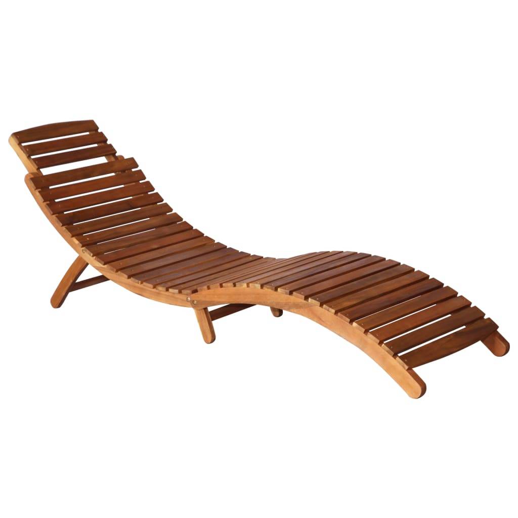 Helloshop26 - Transat chaise longue bain de soleil lit de jardin terrasse meuble d'extérieur avec table et coussin bois d'acacia - Imagen 3