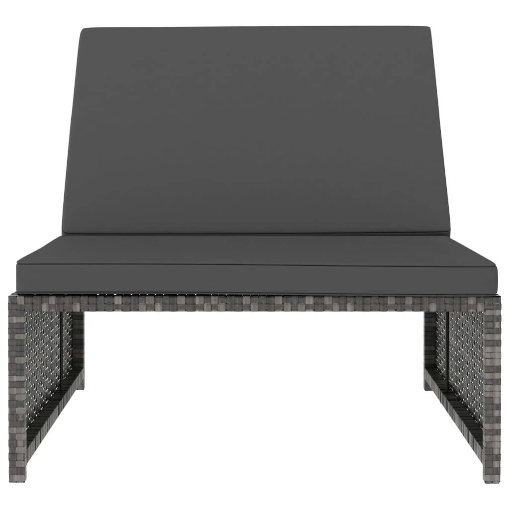 Helloshop26 - Lot de 2 transats chaise longue bain de soleil lit de jardin terrasse meuble d'extérieur avec table résine tressée gris - Imagen 6