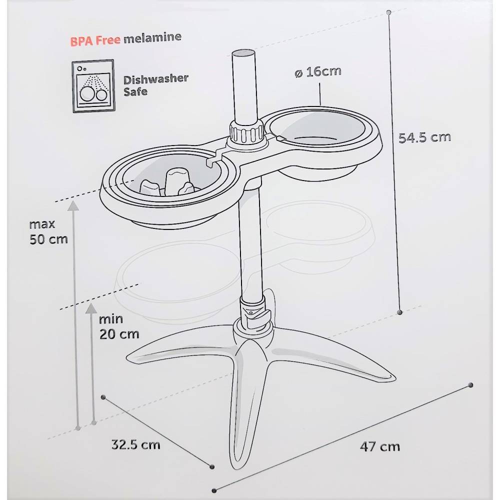 Support et gamelles mélamine . taille S. 600 et 800 ml. pour chiens. - Imagen 5
