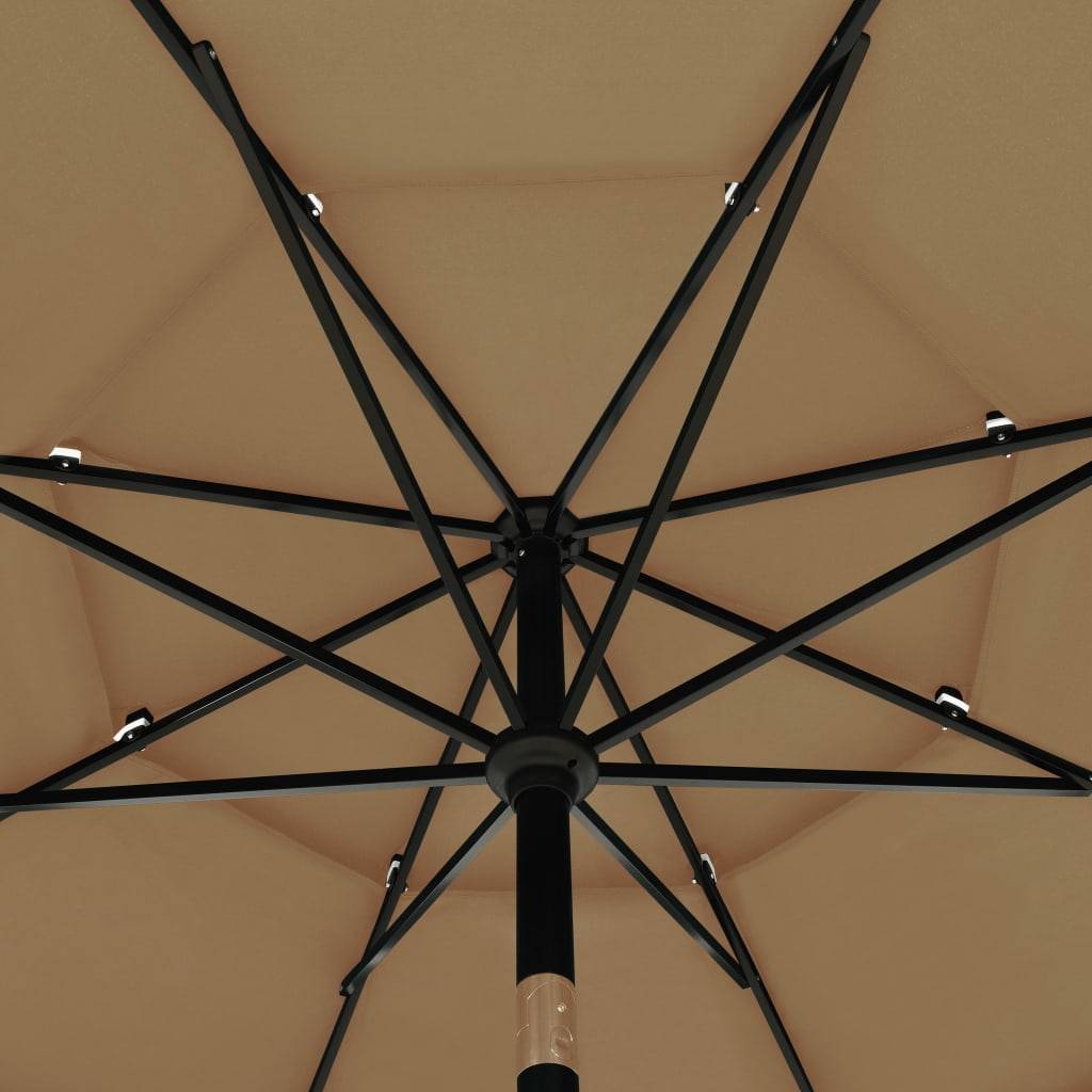Helloshop26 - Parasol à 3 niveaux avec mât en aluminium 3,5 m taupe - Image 5