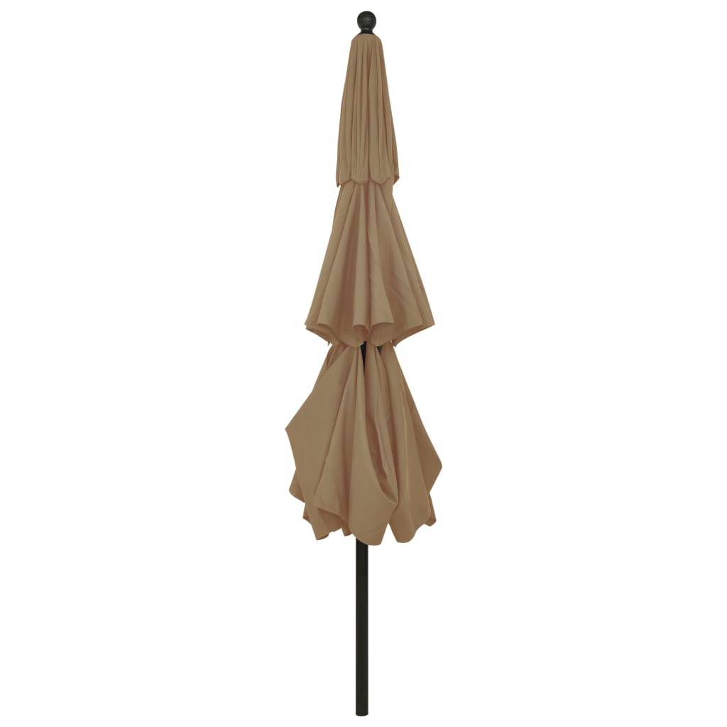 Helloshop26 - Parasol à 3 niveaux avec mât en aluminium 3,5 m taupe - Image 4