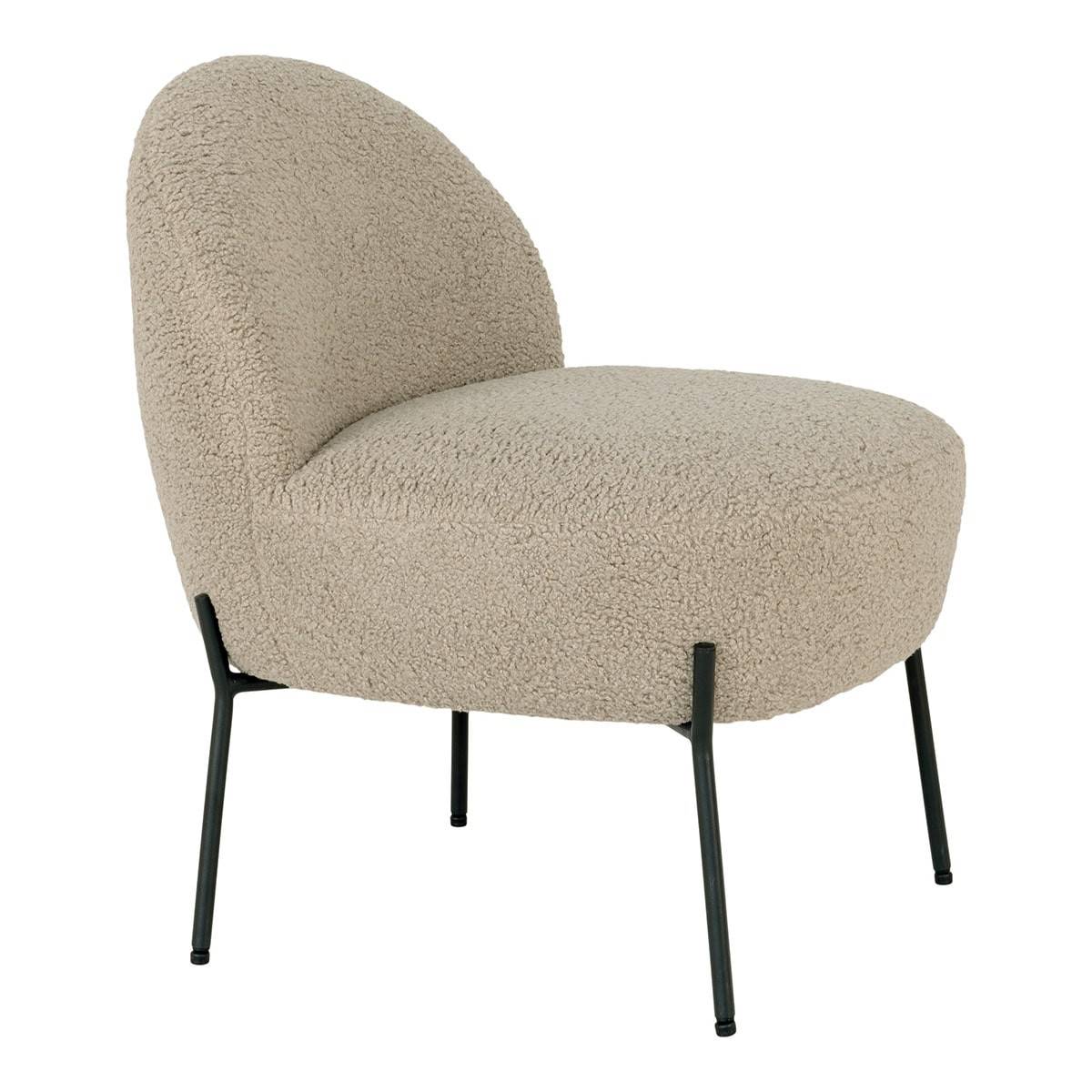 ALTOBUY - Fauteuil Imitation Laine Beige Piétement Acier Noir - SPLINE - Image 4