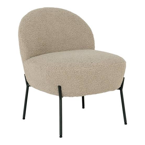 ALTOBUY - Fauteuil Imitation Laine Beige Piétement Acier Noir - SPLINE - Image 1