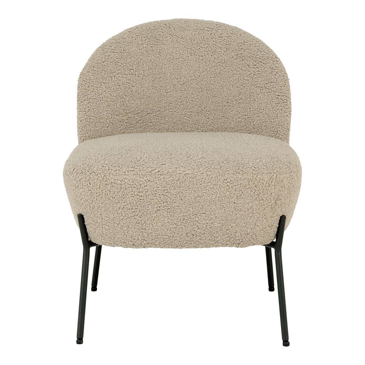 ALTOBUY - Fauteuil Imitation Laine Beige Piétement Acier Noir - SPLINE - Image 3
