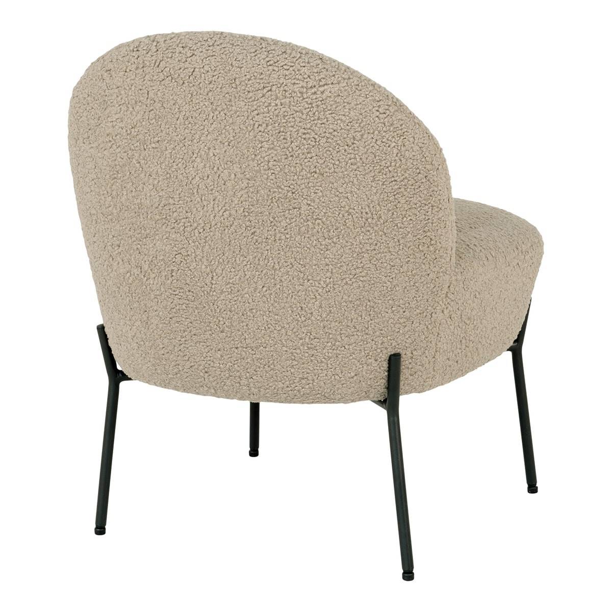 ALTOBUY - Fauteuil Imitation Laine Beige Piétement Acier Noir - SPLINE - Image 5