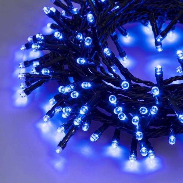 Lotti - Guirlande lumineuse extérieure 12,5M 300 LED bleu 8 jeux de lumière timer câble vert Lotti - Imagen 1