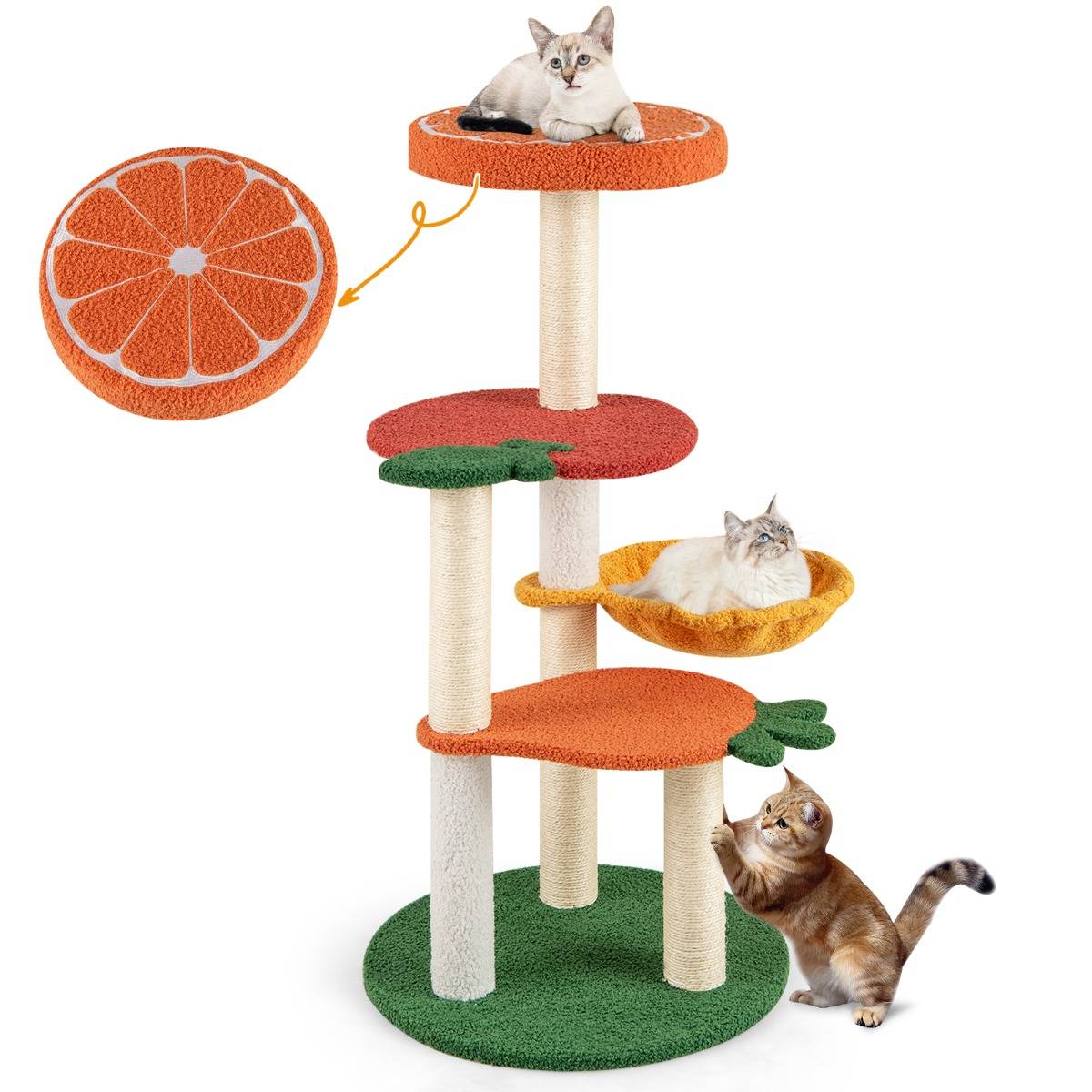 Maison Chic - Arbre à Chat Style Fruit Tour à Chat Multi-Niveaux avec Perchoir Doux Panier Rotatif - Image 1