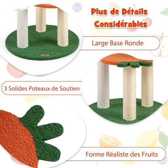Maison Chic - Arbre à Chat Style Fruit Tour à Chat Multi-Niveaux avec Perchoir Doux Panier Rotatif - Image 4