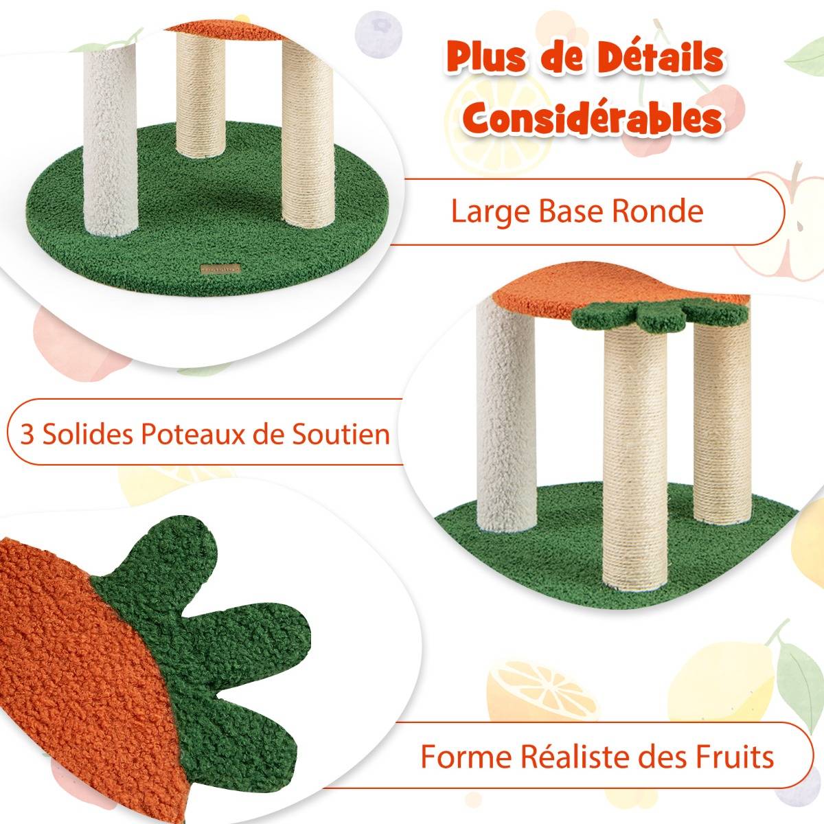 Maison Chic - Arbre à Chat Style Fruit Tour à Chat Multi-Niveaux avec Perchoir Doux Panier Rotatif - Image 4