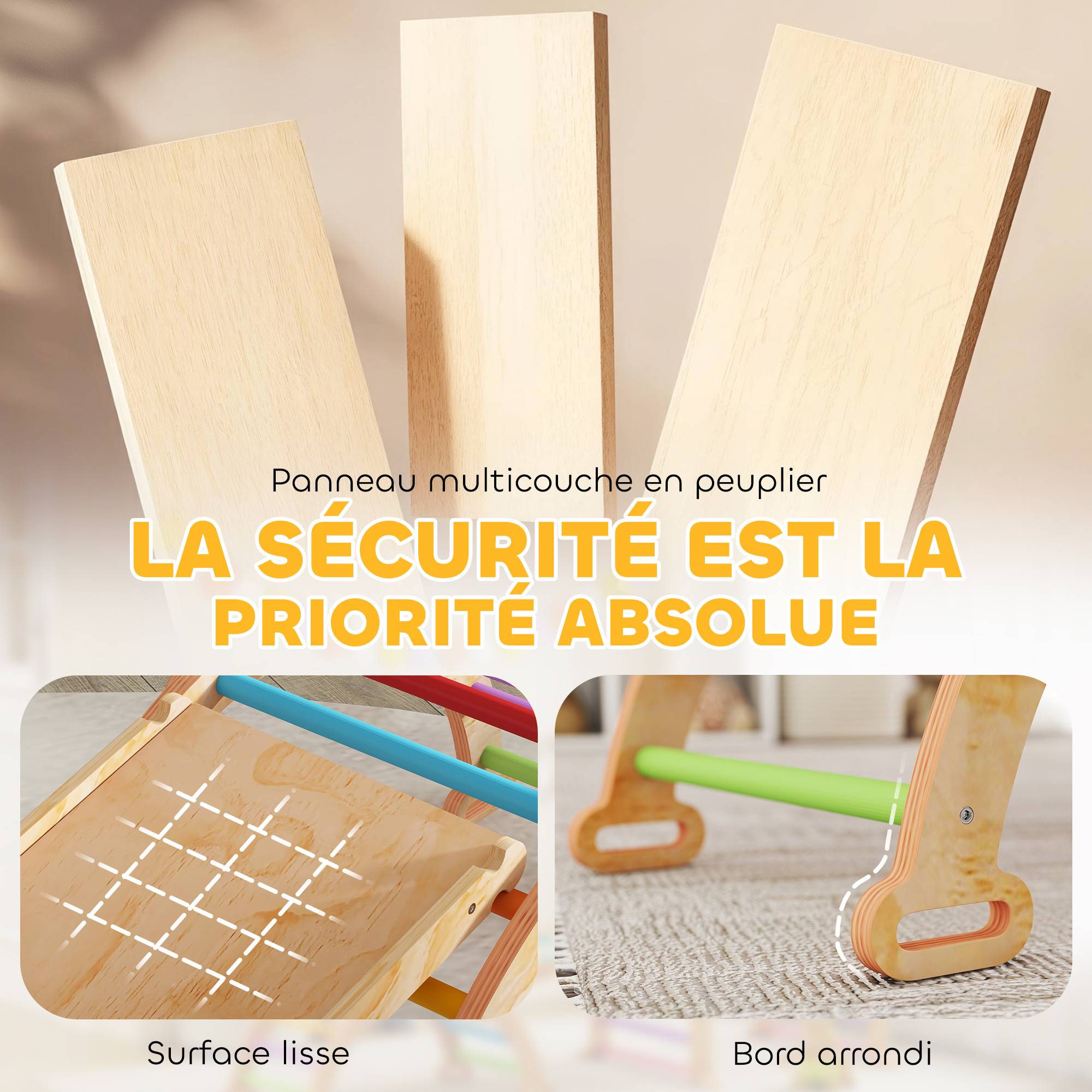 Triangle d'escalade enfant avec rampe réversible toboggan bascule et structure d'escalade multicolore - Image 7