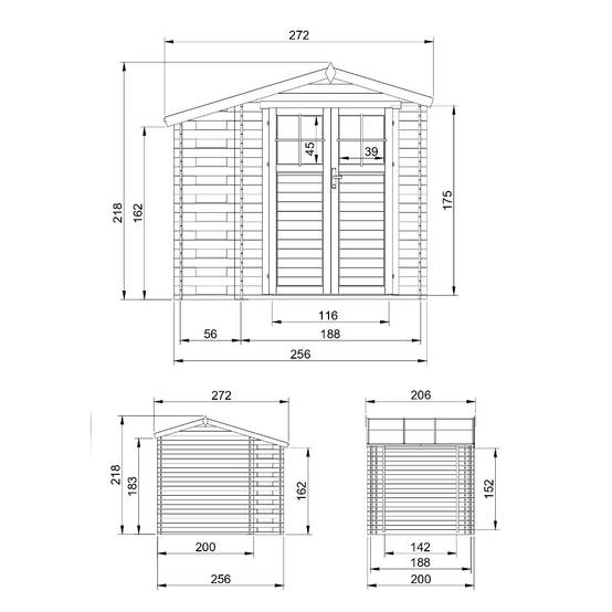 Timbela - Abri de jardin en bois et range bûches I206xL272xH218 cm / 3,53+0,97 m² avec sol traité - 19 mm d’épaisseur - Timbela M386F+M386G - Image 5