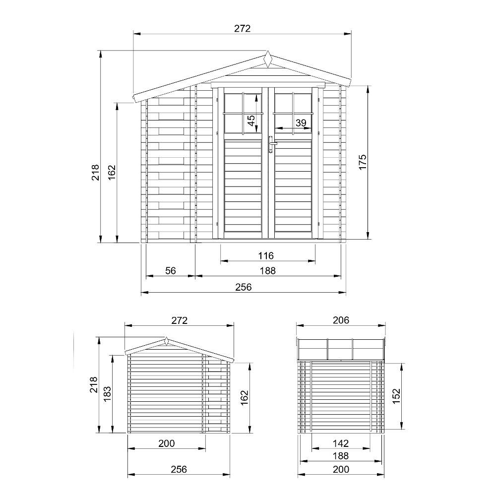 Timbela - Abri de jardin en bois et range bûches I206xL272xH218 cm / 3,53+0,97 m² avec sol traité - 19 mm d’épaisseur - Timbela M386F+M386G - Image 5