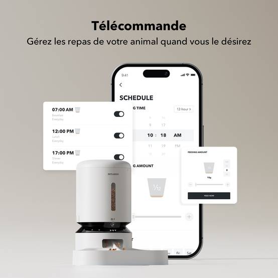 Petlibro Distributeur automatique de croquettes avec caméra - 5L - Dual Food Granary Blanc - Image 5
