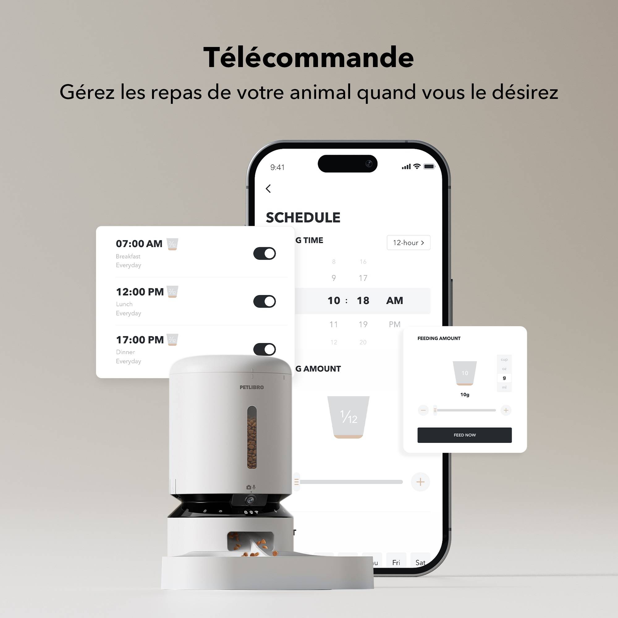 Petlibro Distributeur automatique de croquettes avec caméra - 5L - Dual Food Granary Blanc - Image 5