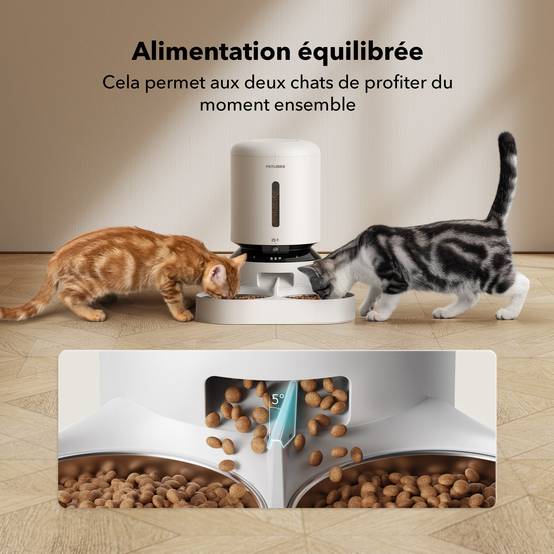 Petlibro Distributeur automatique de croquettes avec caméra - 5L - Dual Food Granary Blanc - Image 4