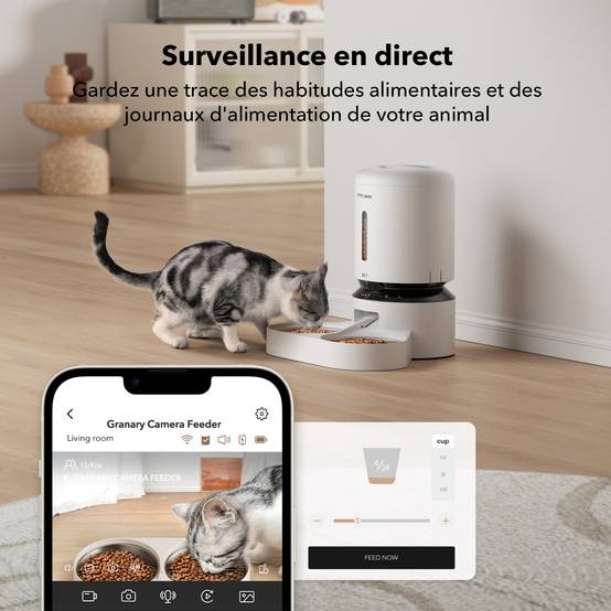 Petlibro Distributeur automatique de croquettes avec caméra - 5L - Dual Food Granary Blanc - Image 3