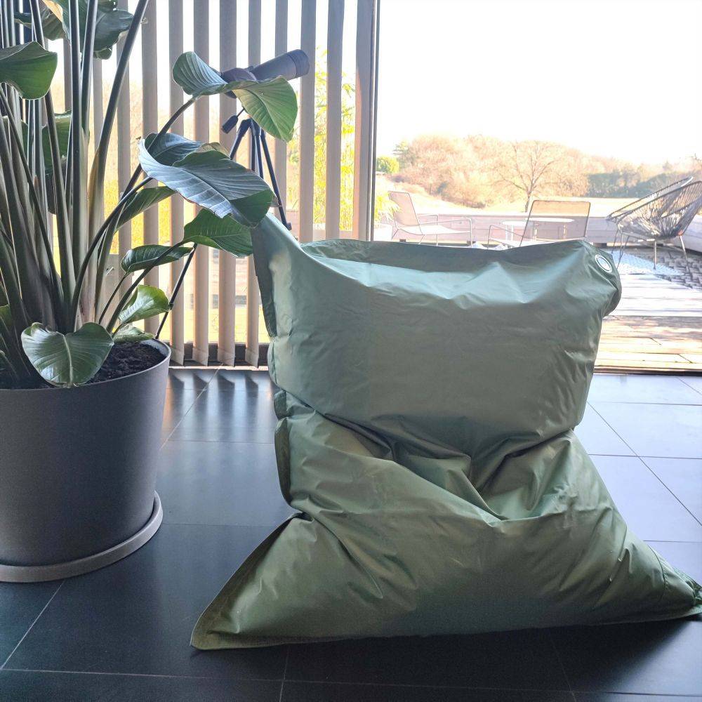 Jardindeco - Grand coussin uni Maxi Vert sauge - Imagen 2