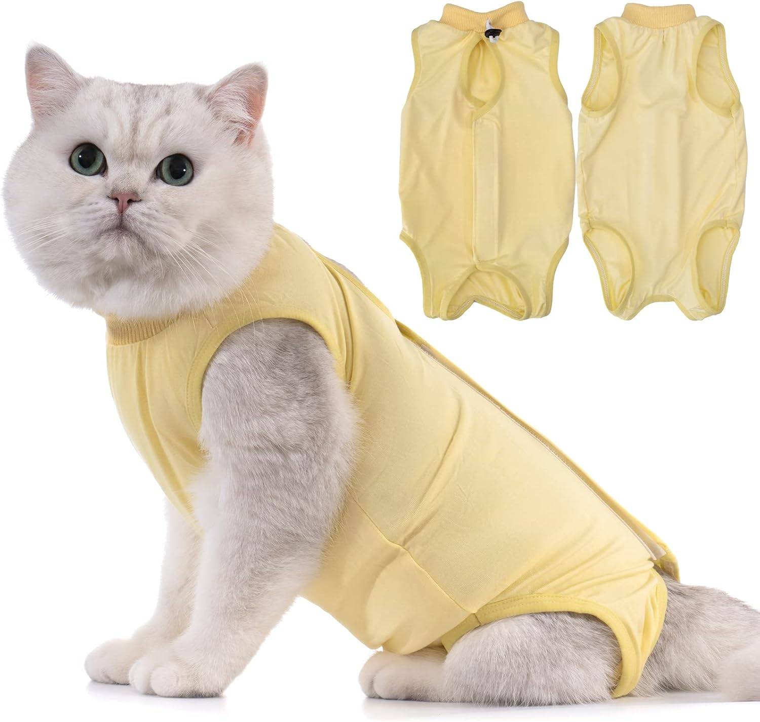 Combinaison de Récupération pour Chat Anti Léchage Jaune L
