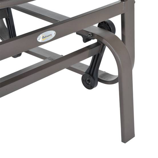 Fauteuil à bascule de jardin, fauteuil de relaxation extérieur, textéline Gris+Marron, 60 x 78 x 105 cm, pour terrasse et balcon - Image 9