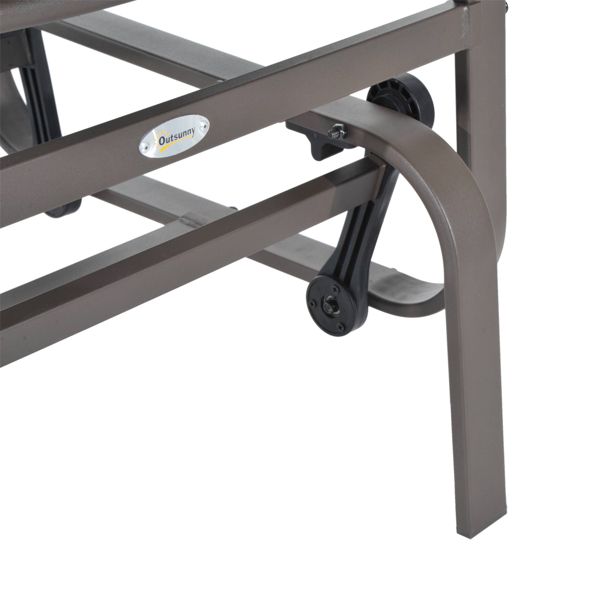 Fauteuil à bascule de jardin, fauteuil de relaxation extérieur, textéline Gris+Marron, 60 x 78 x 105 cm, pour terrasse et balcon - Image 9