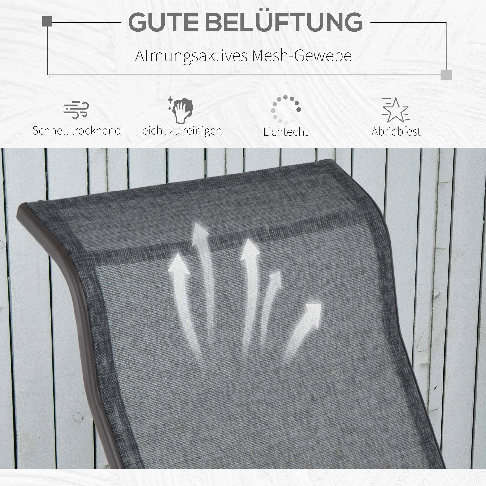 Fauteuil à bascule de jardin, fauteuil de relaxation extérieur, textéline Gris+Marron, 60 x 78 x 105 cm, pour terrasse et balcon - Image 6