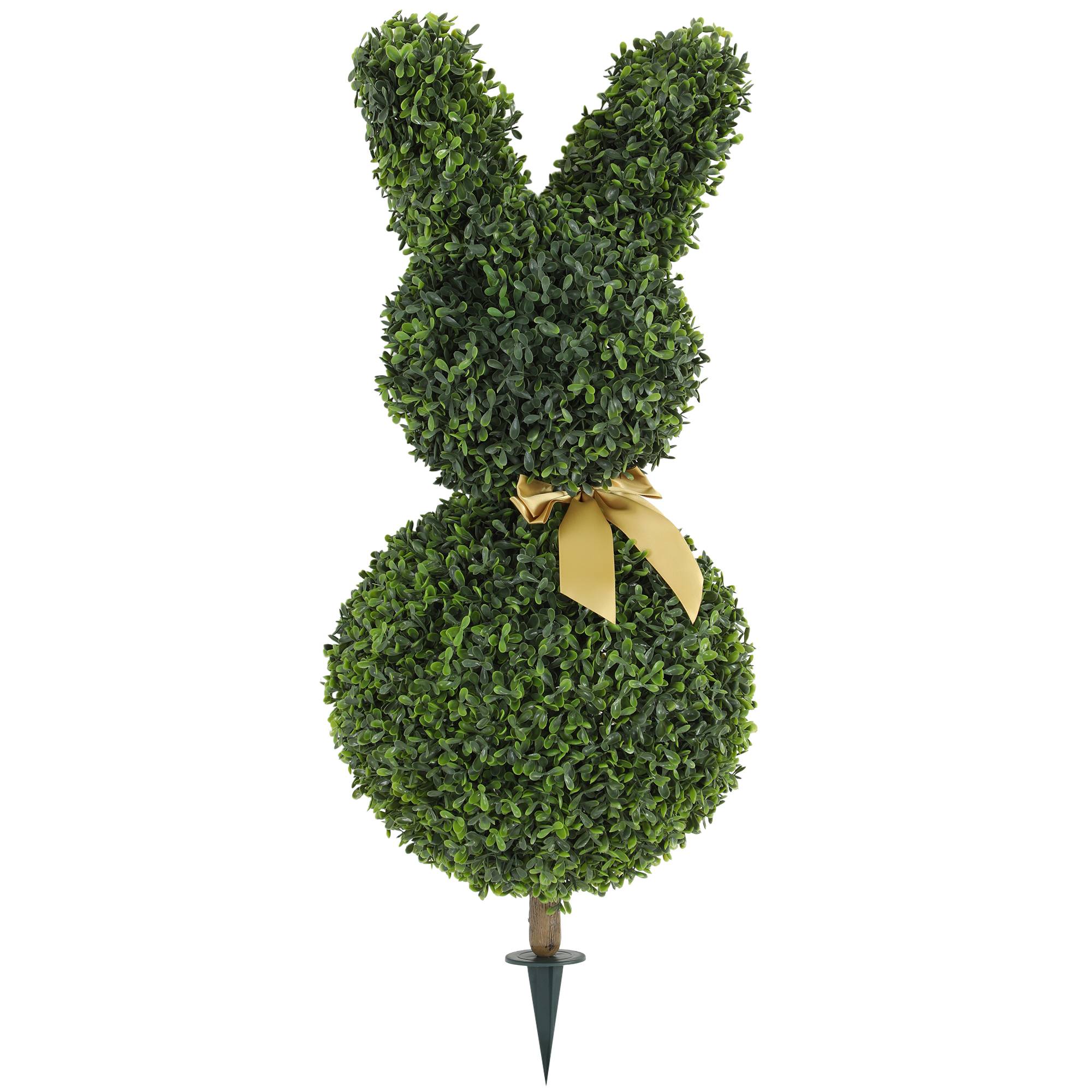 Buis artificiel en forme de lapin, 740 feuilles, intérieur/extérieur, avec ancrage sol, 83 cm, vert - Image 2