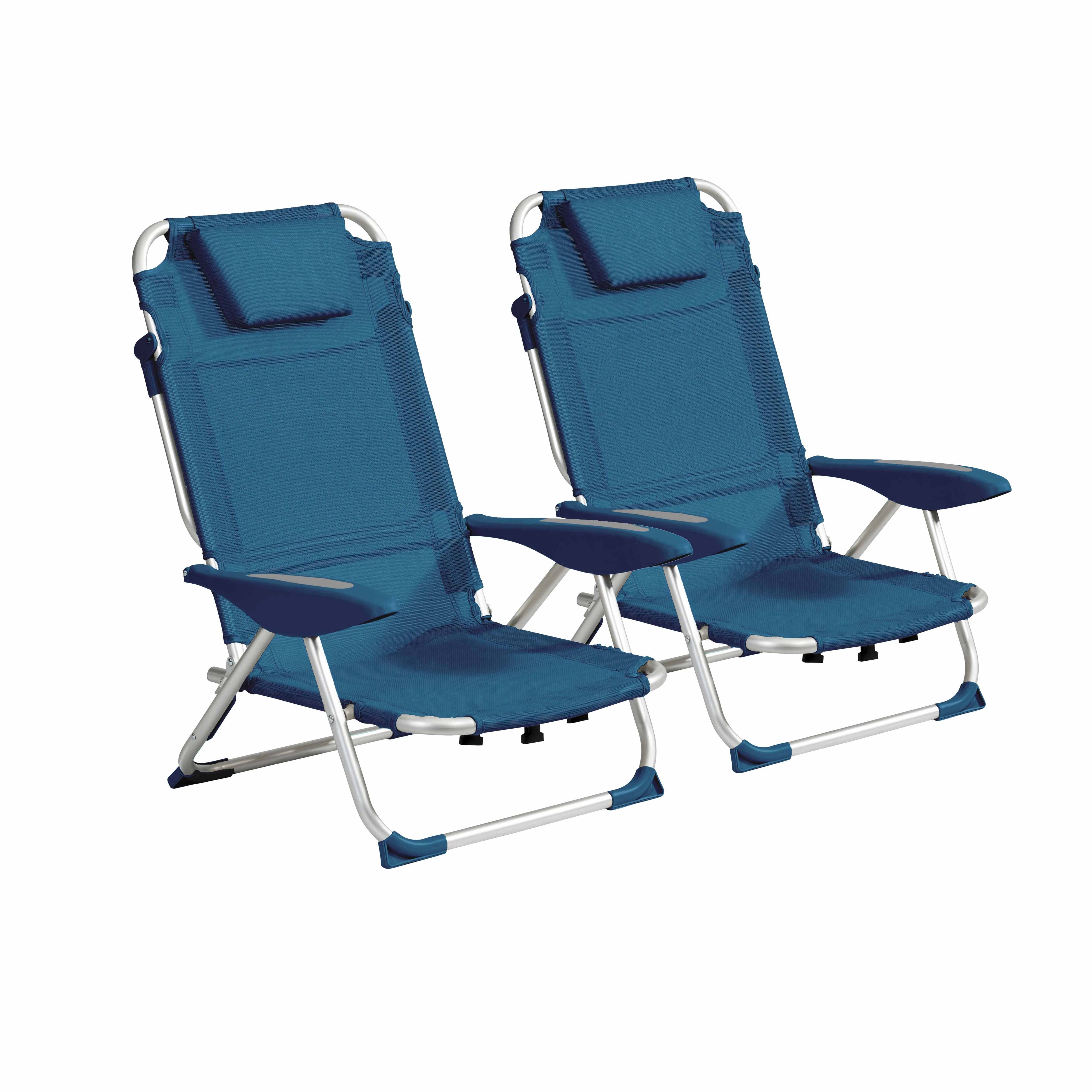 Oviala - Lot de 2 fauteuils clic clac des plages en polyester bleu lazuli Clic Clac des plages - Oviala - Imagen 1