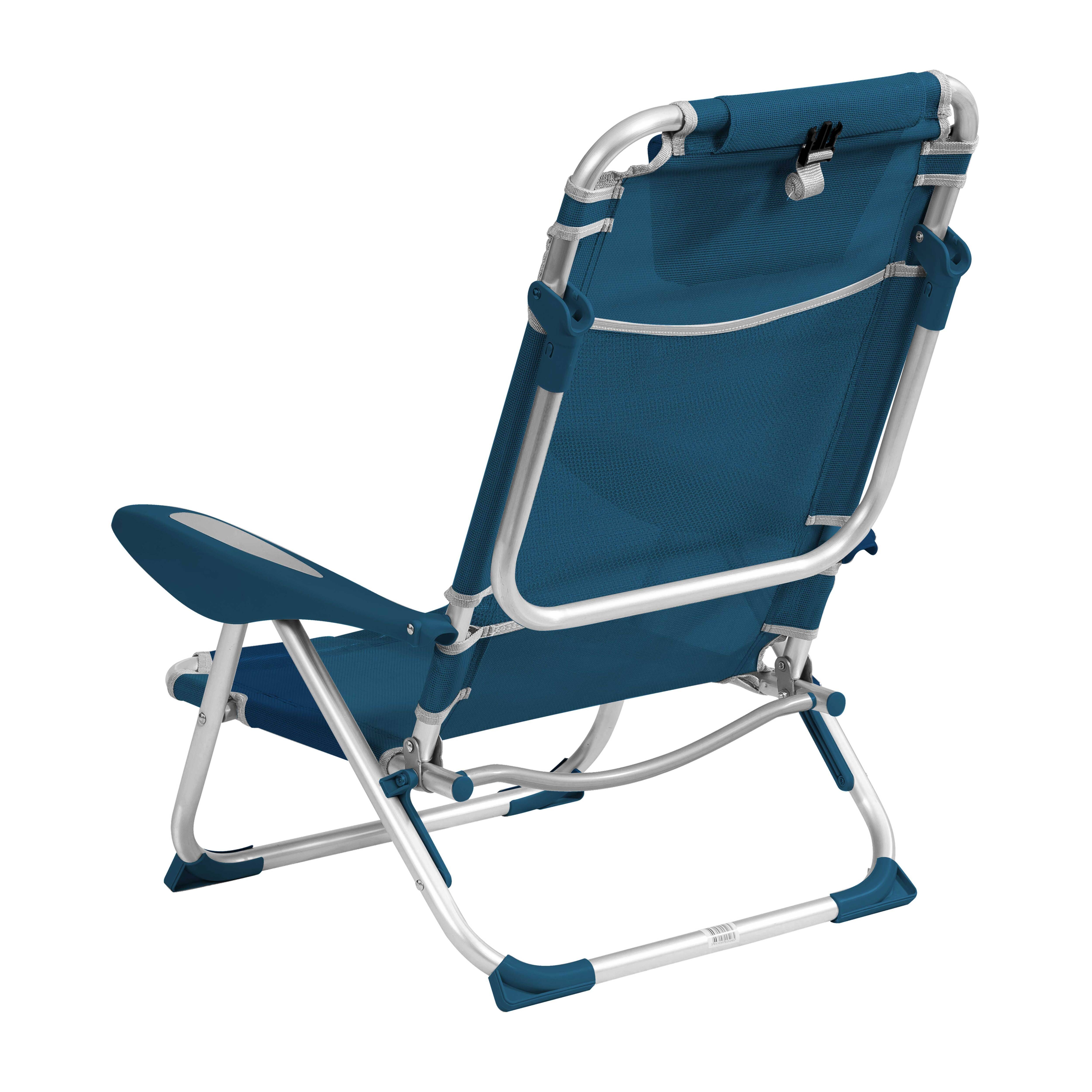 Oviala - Lot de 2 fauteuils clic clac des plages en polyester bleu lazuli Clic Clac des plages - Oviala - Imagen 4