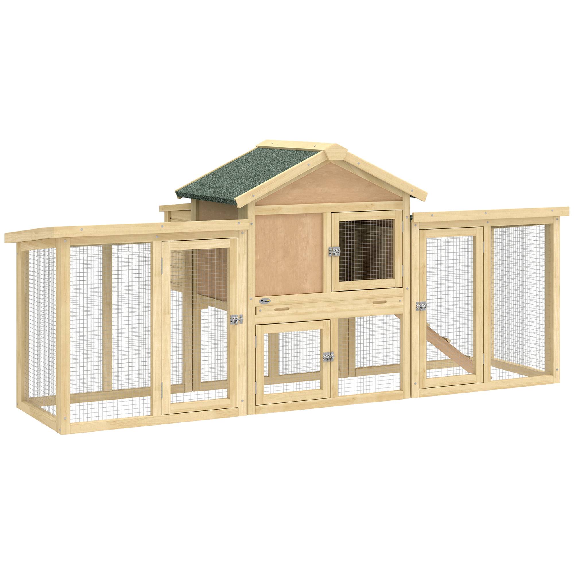 Sans Marque - Poulailler bois pondoir toit étanche perchoir enclos rampe 204x85x93 cm bois naturel