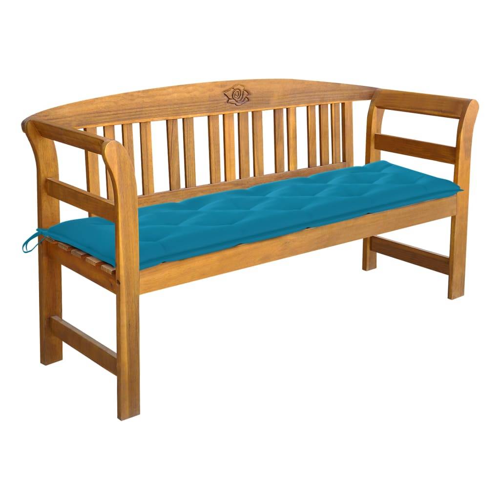 Helloshop26 - Banc de jardin meuble de patio d'extérieur terrasse avec coussin 157 cm bois d'acacia massif - Imagen 1