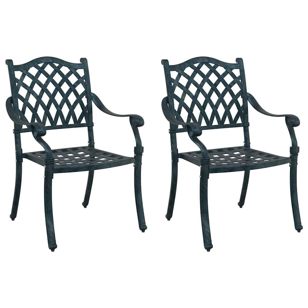 Chaise de jardin aluminium vert 56 x 55 x 92,5 cm (Lot de 2) - PANGIVO - Image 2