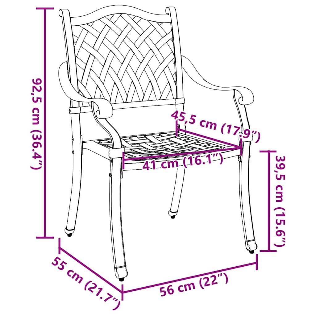 Chaise de jardin aluminium vert 56 x 55 x 92,5 cm (Lot de 2) - PANGIVO - Image 8