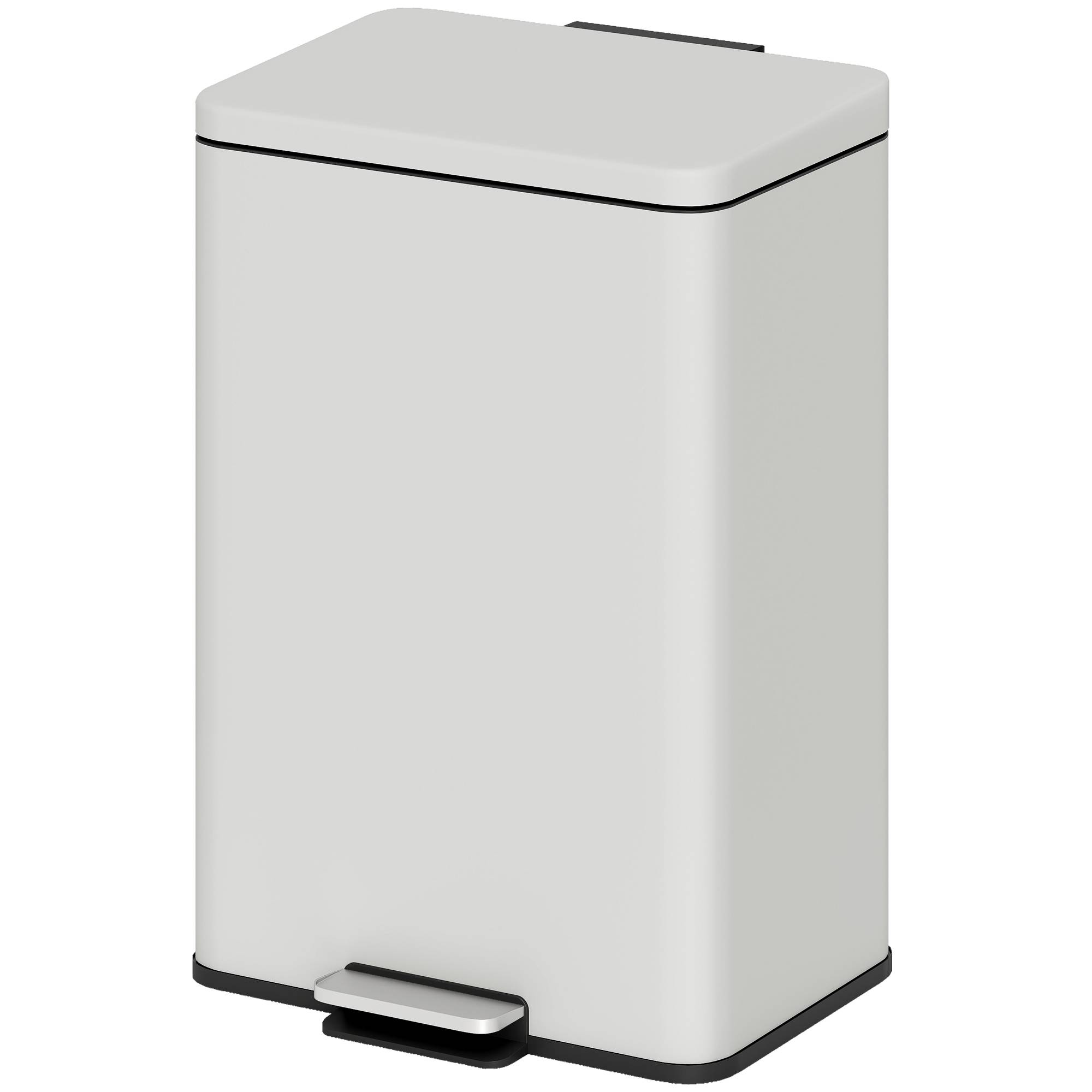 Sans Marque - Poubelle Cuisine 20 L métal pédale couvercle fermeture douce crème - Image 2