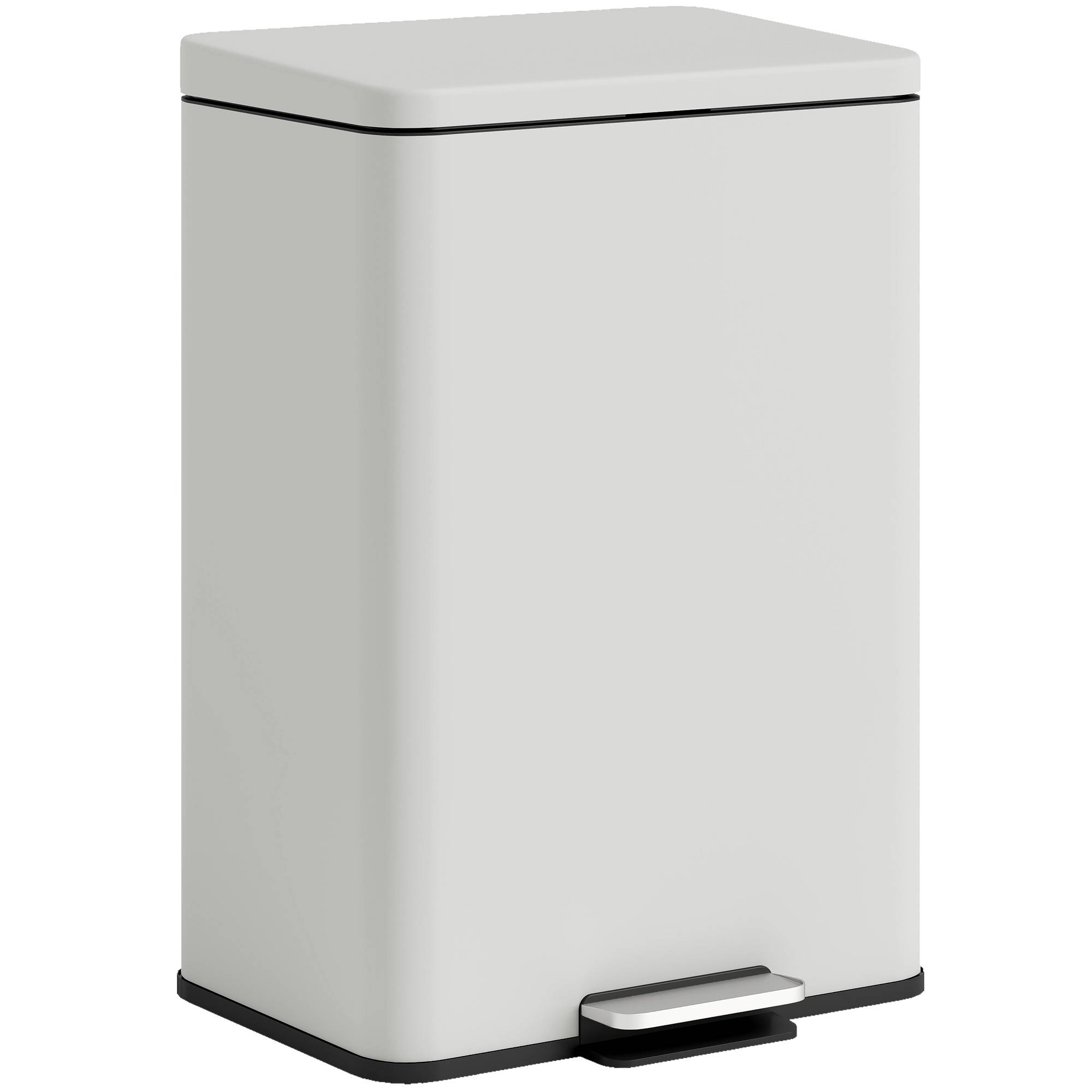 Sans Marque - Poubelle Cuisine 20 L métal pédale couvercle fermeture douce crème - Image 1