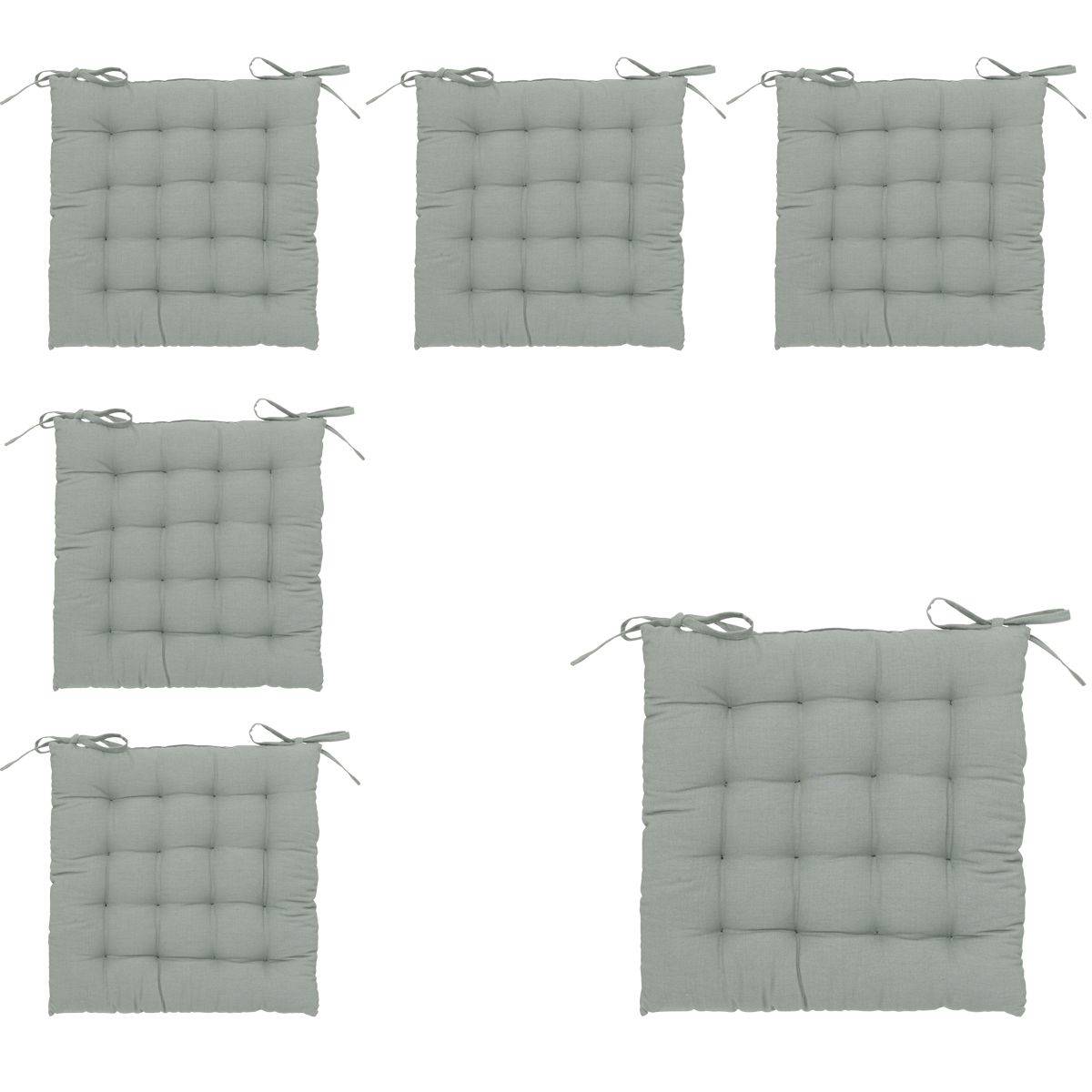 Lot de 6 Galettes de chaise en Coton Vert Céladon 38 x 38 cm - Imagen 1