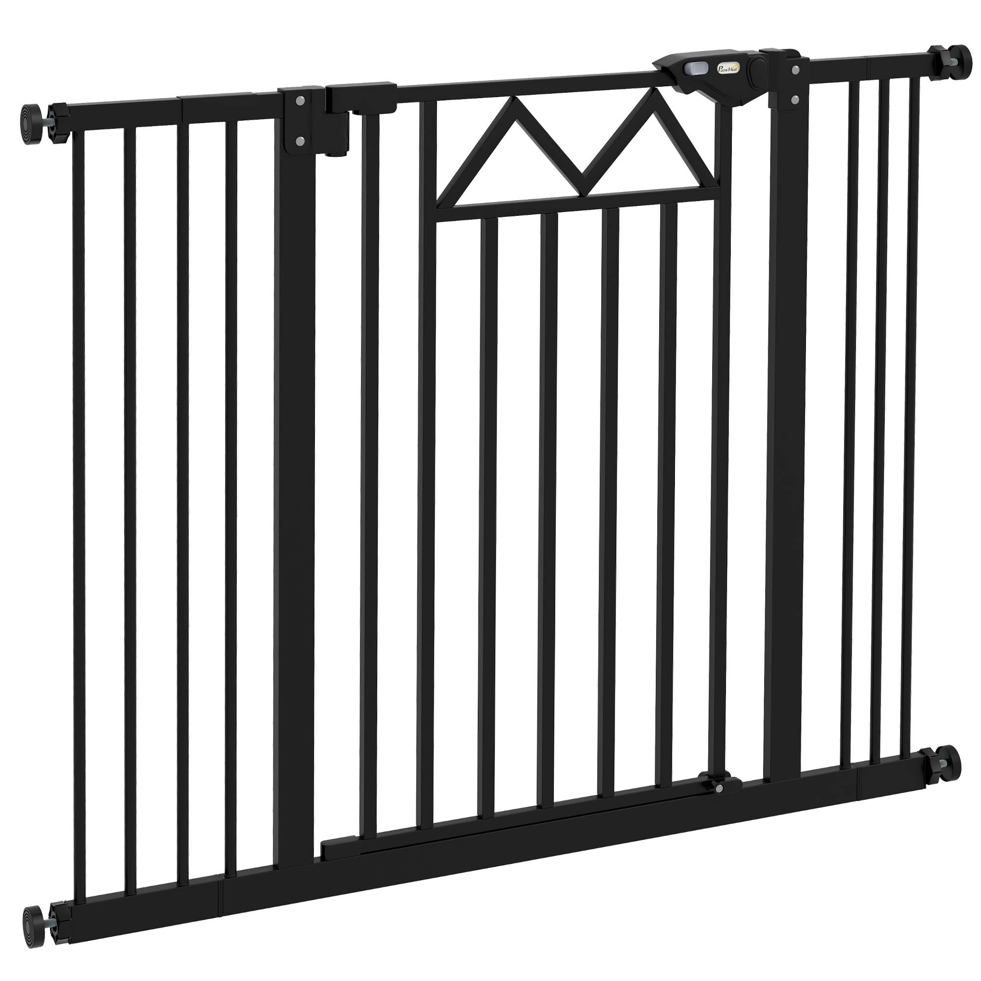 Barrière extensible pour animaux avec fermeture automatique et double verrouillage 74-100 x 76 cm Noir - Image 2