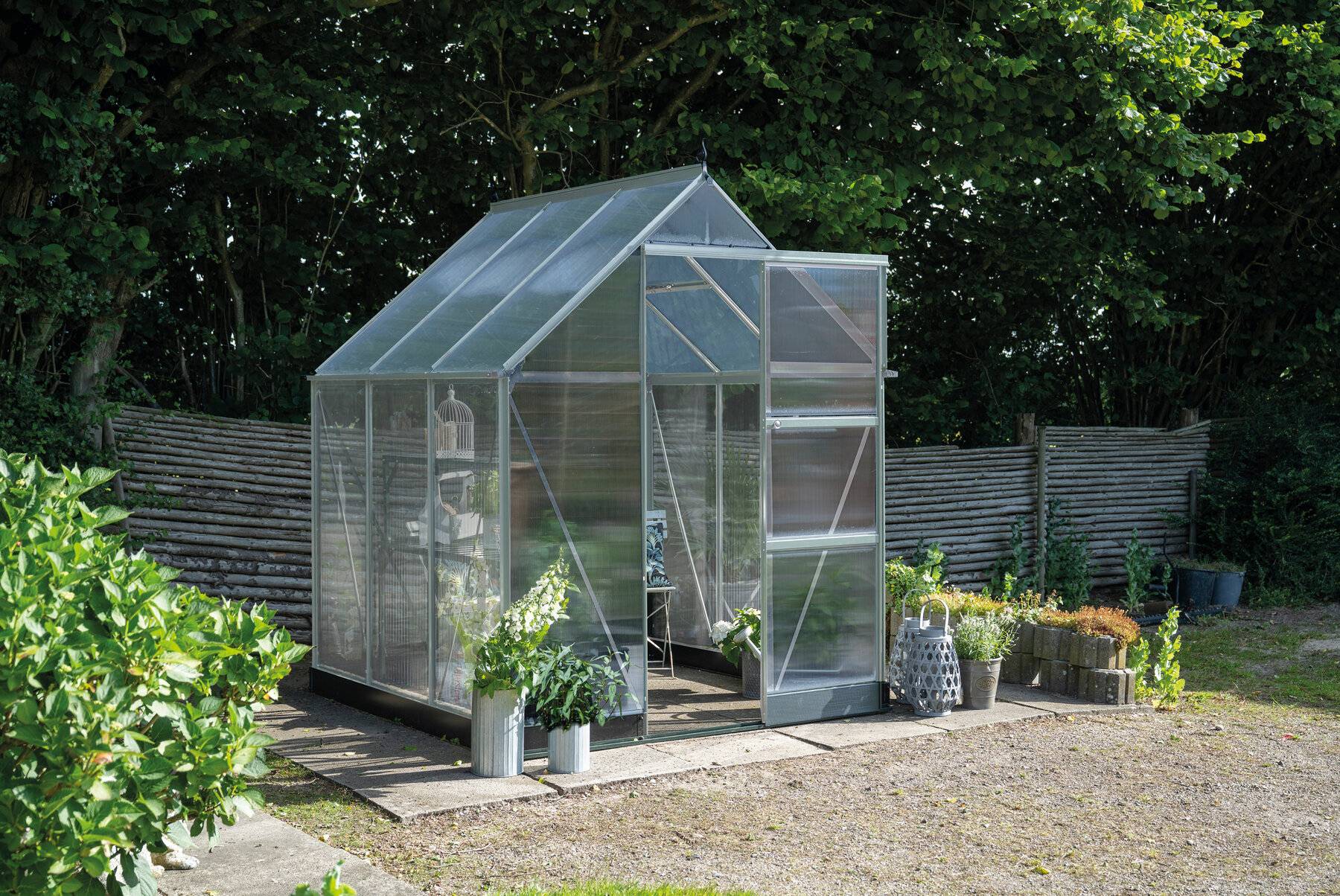 Halls - Serre en polycarbonate 3,7 m² ICON 6, aluminium - Halls